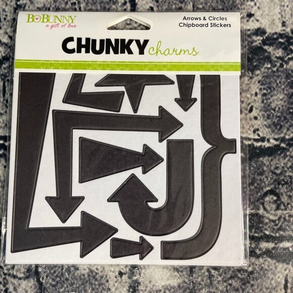 Bo Bunny CHIPBOARD stickers chunky charms Red Black Clear Arrows & Circles - Picture 7 of 12